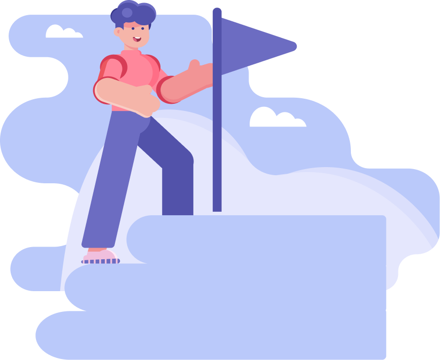 Illustration av person som går mot sitt mål